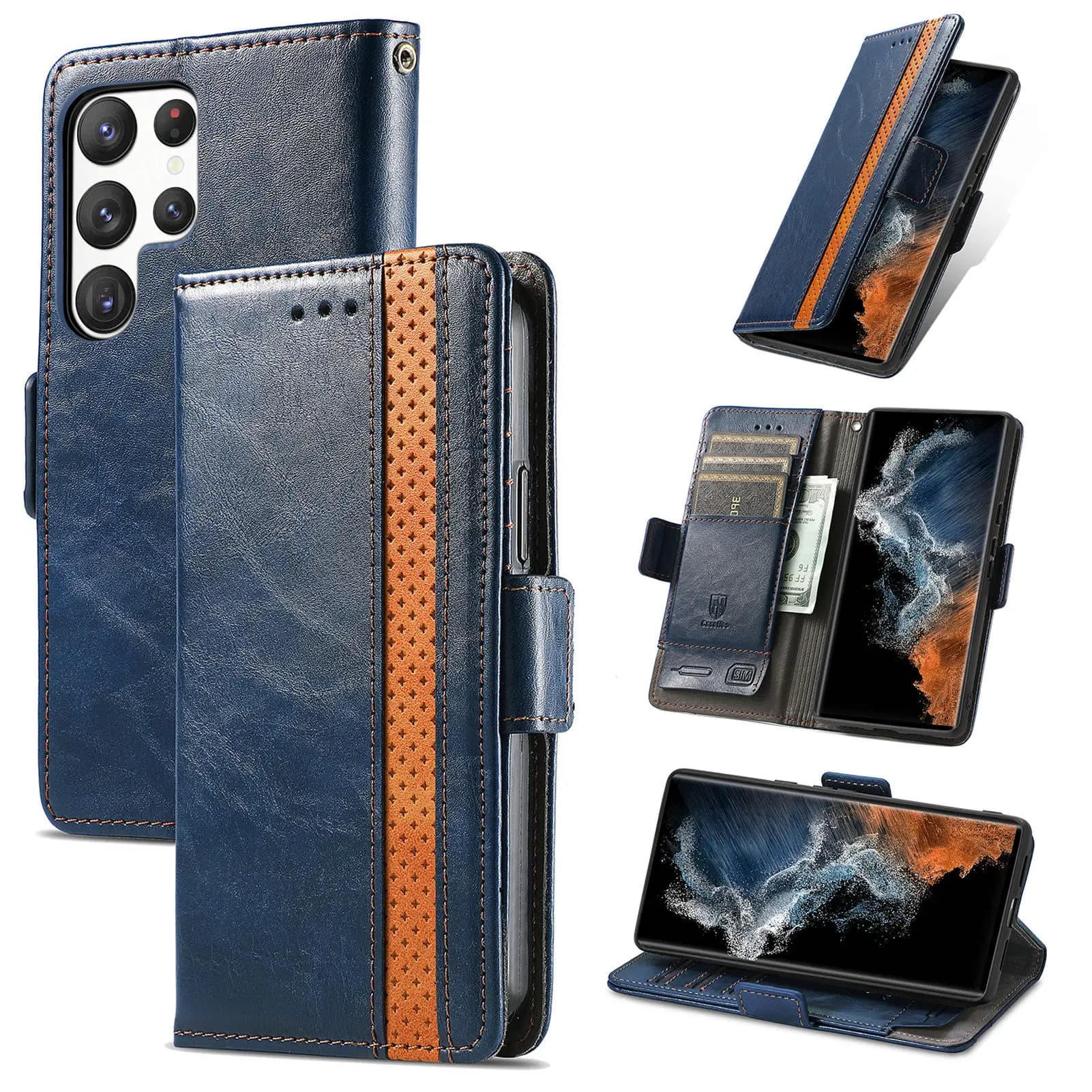 RFID Blocking Leather Flip Case For OPPO A98 A96 A94 A93 A93S A92 A91 A80 A79 A78 A77 A76 A74 A73 A72 Wrieless Charging Cover