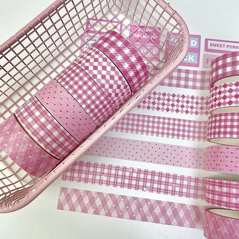 MINKYS 6pcs/lot Pink/Baby Yellow Series Decorative Tape Set Cute Cartoon Creative Washi Tape School Stationery