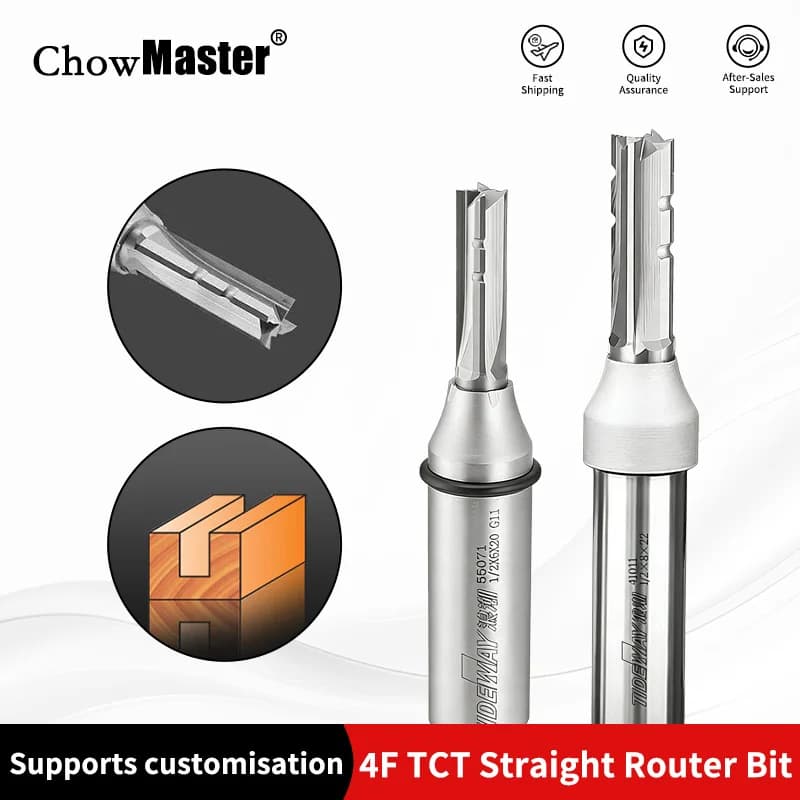 Fresa a 4 Taglienti TCT Chowmaster, Fresa in Carburo a 4 Lame per Legno, MDF, Pannelli Multistrato, Utensili CNC