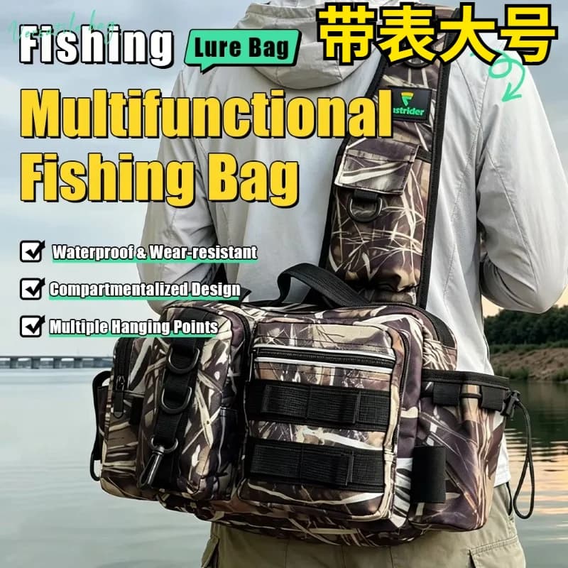 Fishing Tackle Backpack, Lure Box Gear Storage Bag, Men Fly Fishing Backpack with Rod Holder Sling Shoulder Bag.