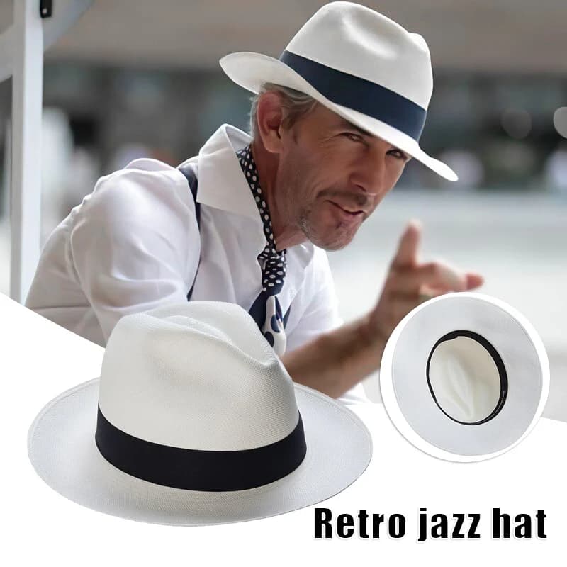 Cappello Panama classico per donna uomo Cappello vintage alla moda con tesa larga per viaggi all'aperto
