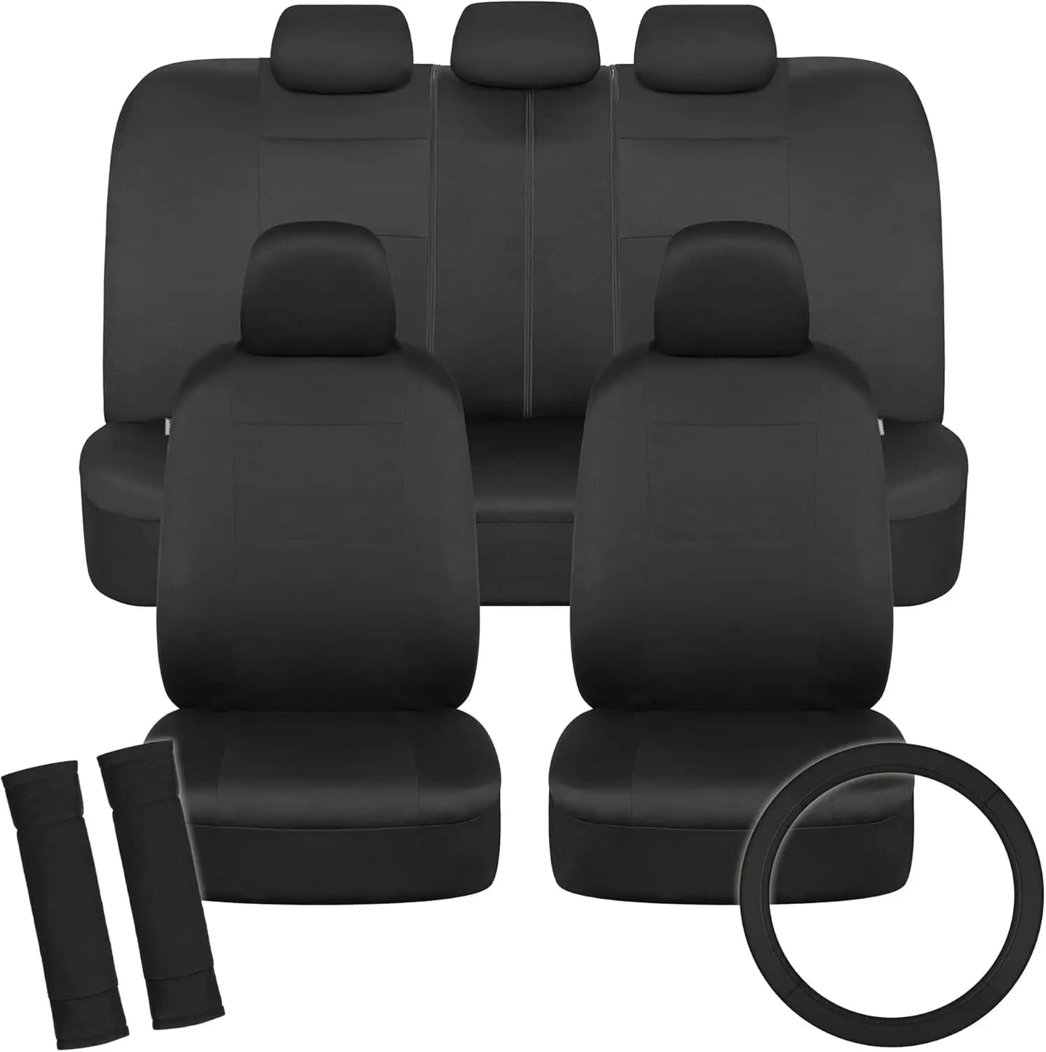 Complete Set of Black Car Seat Covers with Seat Covers and Bearings, Easy Installation for Cars, Trucks, Vans and SUVs