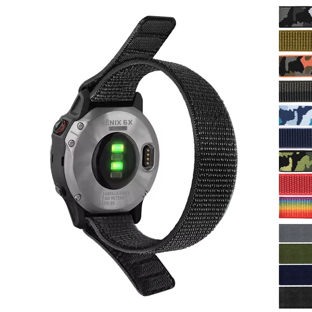 Cinturino in Nylon da 22mm 26mm per Garmin fenix 8 8Pro 51mm 47mm/fenix 7 7X 6 6X 5X plus 3HR con Chiusura a Strappo per Quatix 8/Instinct 3