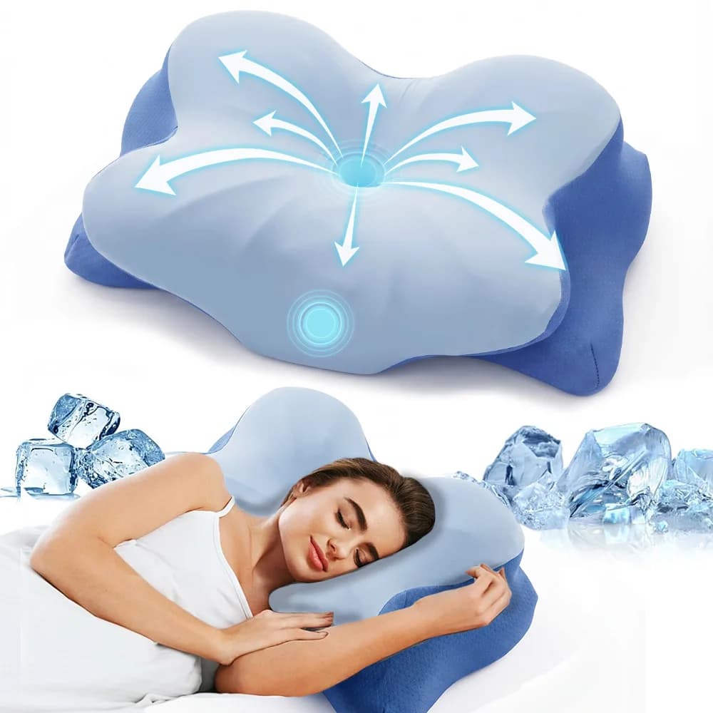 Cuscino Cervicale in Memory Foam Ergonomico per il Relax del Collo, Ideale per Chi Dorme sulla Schiena e sul Fianco, Favorisce un Corretto Allineamento della Colonna Vertebrale