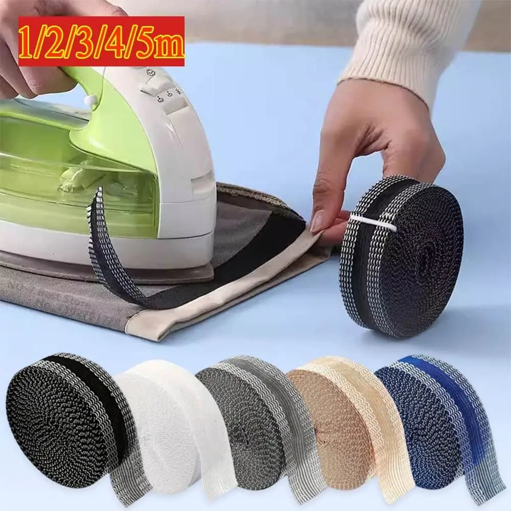 Multifunctional 1-5m Pants Hem Tape Self Adhesive Washable Iron on Hem Tape Fabric Fusing Tape Curtain Hemming