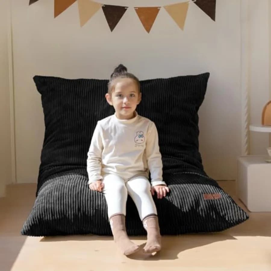 Poltrona a sacco 3 in 1, sedia convertibile da sacco a lettino, divano da pavimento per bambini per giocare, leggere, materassino da pavimento