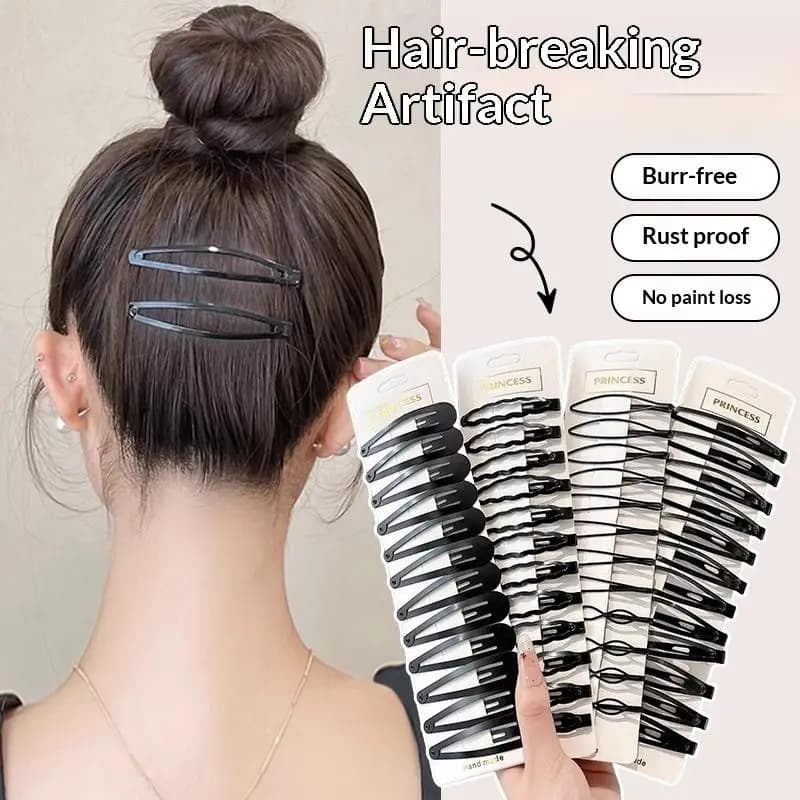 10/12 Pezzi Fermagli per Capelli Neri Opachi Geometrici a Stella, Onda e Quadrati per Acconciature Quotidiane e Fissaggio Frangia - Accessori per Capelli
