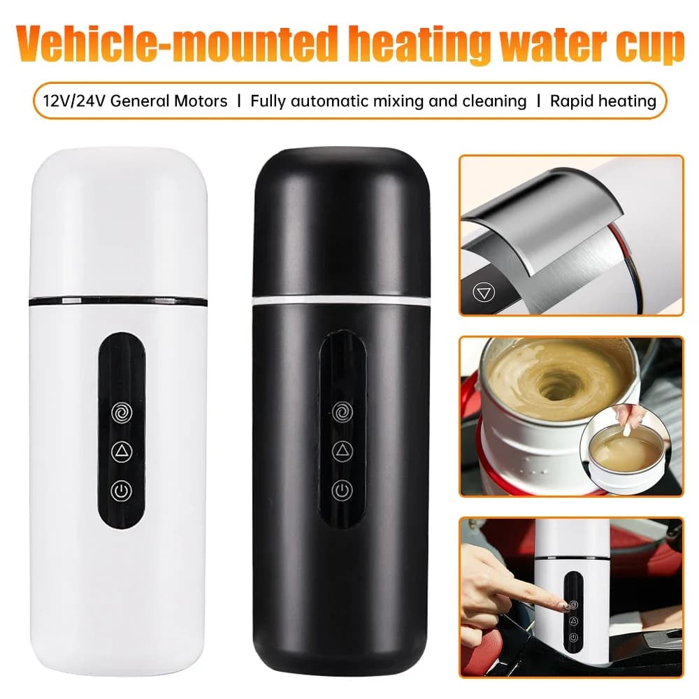 TXF【Affidabile】Tazza Riscaldante Portatile per Auto da 420ml, Bollitore Elettrico 304 con Controllo Intelligente della Temperatura LED, Tazza Riscaldante con Funzione Agitazione