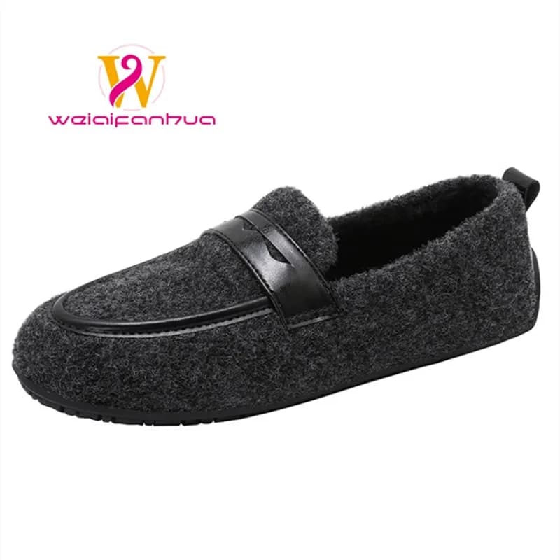 Women's Suede Loafers, Flat-soled Soft Sole Business Casual Shoes, Versatile Women's Shoes in Large Size with Warmth and Comfort