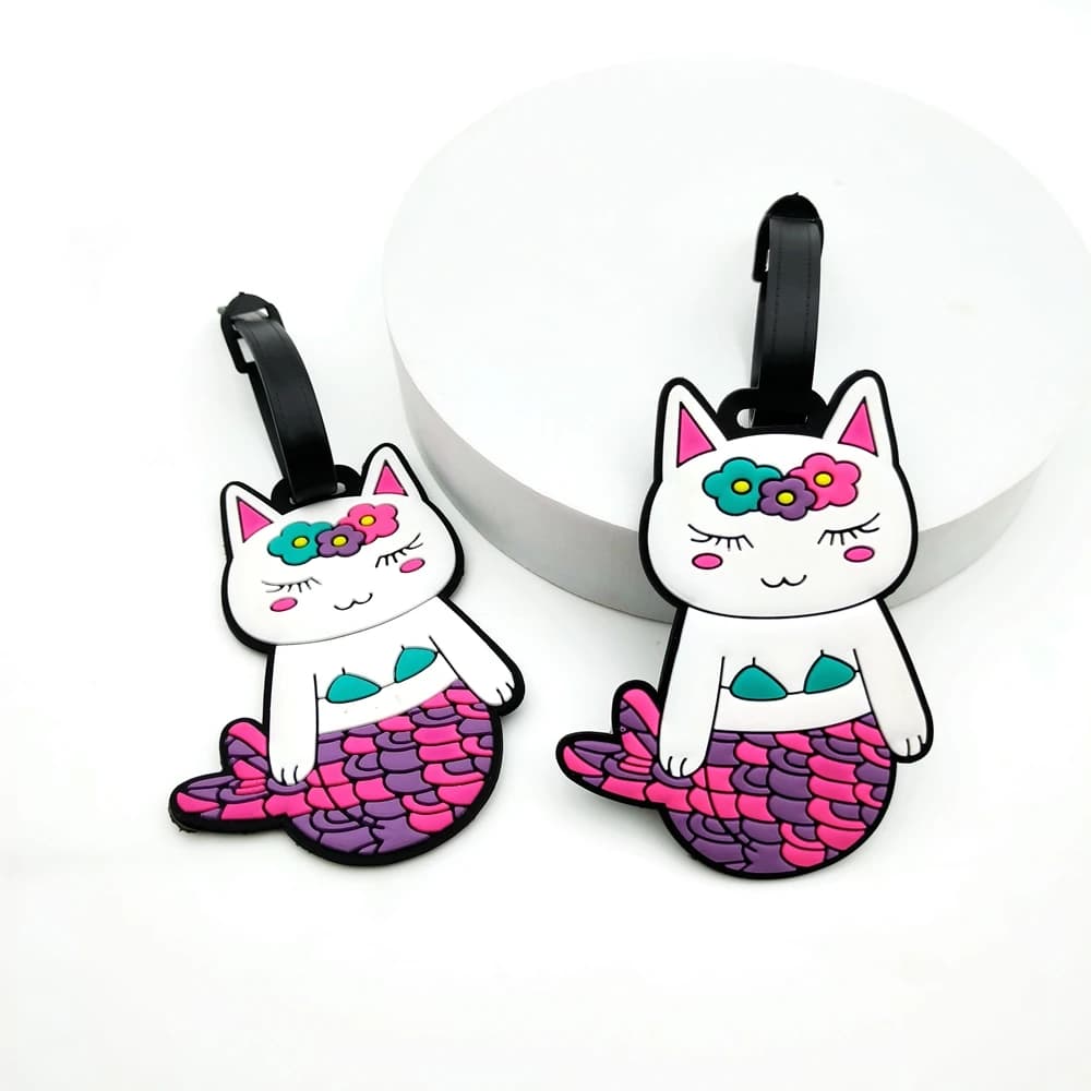 1PC/2PCS Ciondolo per etichetta per bagagli con sirena gattino carino per viaggi e viaggi d'affari, etichetta per prevenzione perdita di borsa per bagagli in fabbrica di aeroplani,