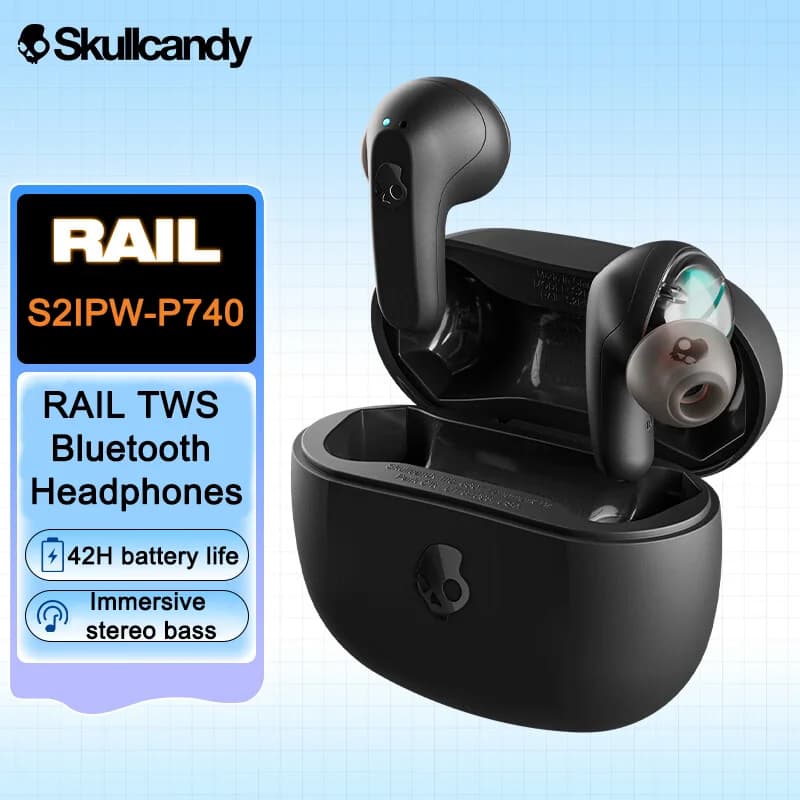 Skullcandy RAIL Wireless Bluetooth V5.2 In-Ear Earphones IP55 Waterproof Outdoor Sport Headphones 42H Long Battery Life Earbuds