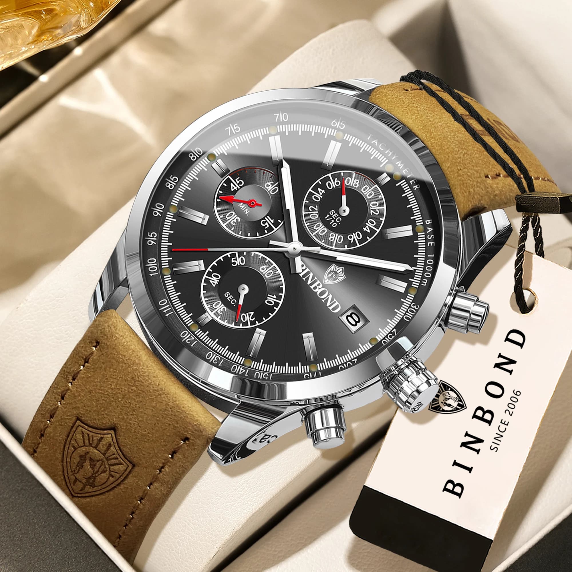 Orologi da polso al quarzo di lusso BINBOND, luminosi, impermeabili, con data automatica, cronografo, orologio da uomo, orologio sportivo da uomo, reloj.