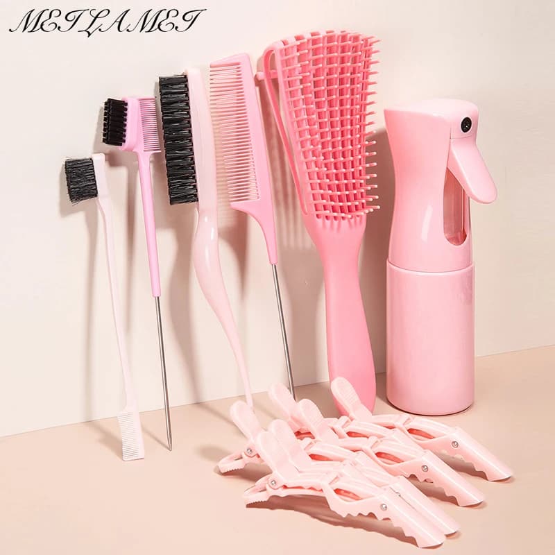 Spazzola districante 10 pezzi Set di spazzole per capelli per capelli afro ricci Coily Capelli lunghi Nodi Districante Facile da pulire Strumenti per lo styling per la cura dei capelli