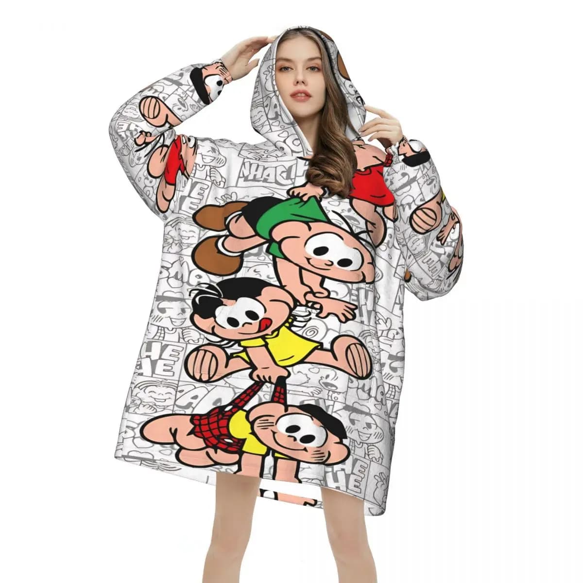 Turma Da Monicas Blanket Hoodie Wearable Blanket Large with Pocket Warm Sleeping Bag Soft Cozy Onesie