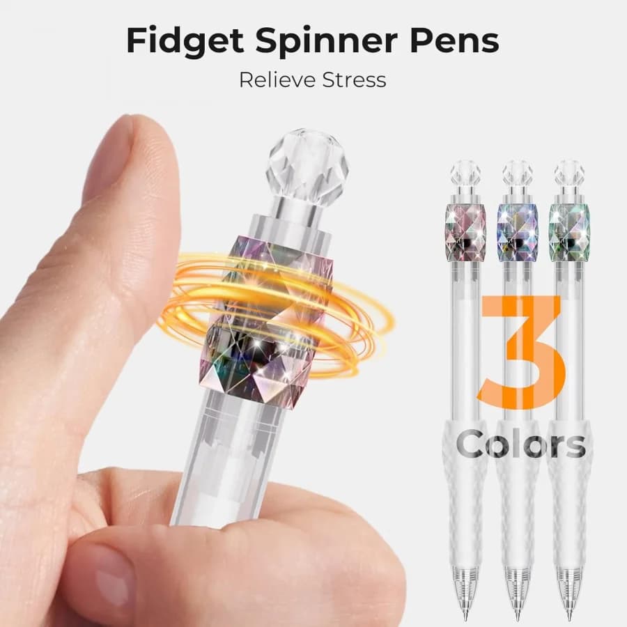 [Halloween, Natale] 2 penne gel – Design Fidget Spinner, inchiostro nero, punta fine, scrittura liscia e ad asciugatura rapida con impugnatura morbida