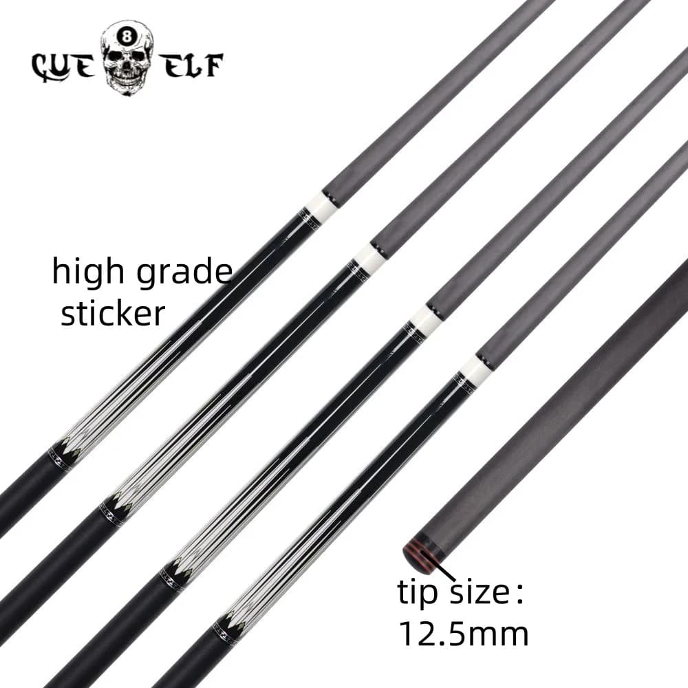 CUEELF Billiard Cue 58 Inches Creative High Grade Carbon Fiber Pool Cue Firm Linen Wrap Sticker 12.5mm Tip Size