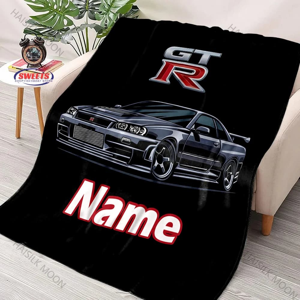 Nome personalizzato Coperta a tema corse giapponesi Coperta morbida e soffice di varie dimensioni per l'home office Regali personalizzati per il Ringraziamento di Natale