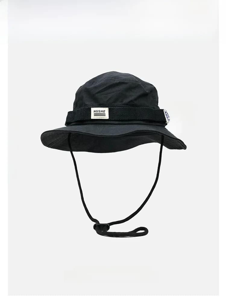 Retro Japanese Style Fishing Cap Unisex Spring Summer Outdoor Travel Sun Protection Sports Climbing Camping Hat with Drawstring