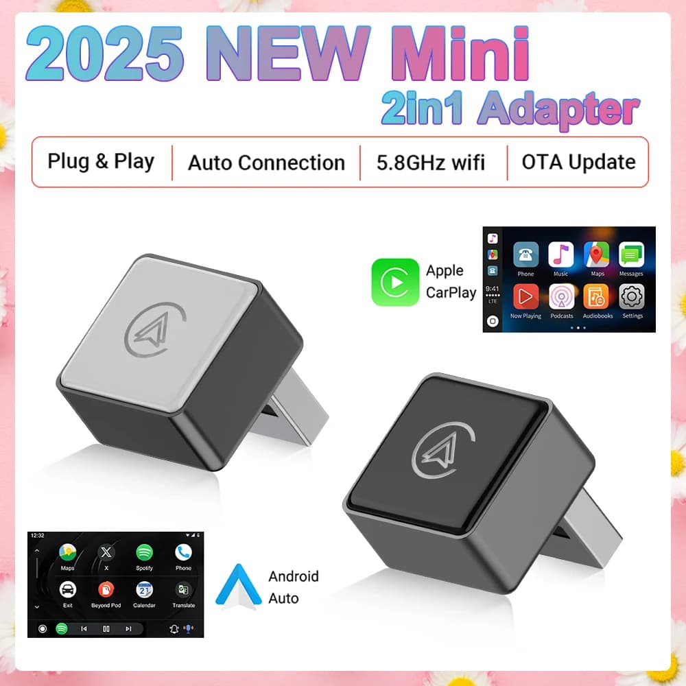 Mini Adapter AI Box 2in1 New Wired Wireless Carplay and Android Auto Suitable for 99% Car Plug & Play Smart Dongle New Update