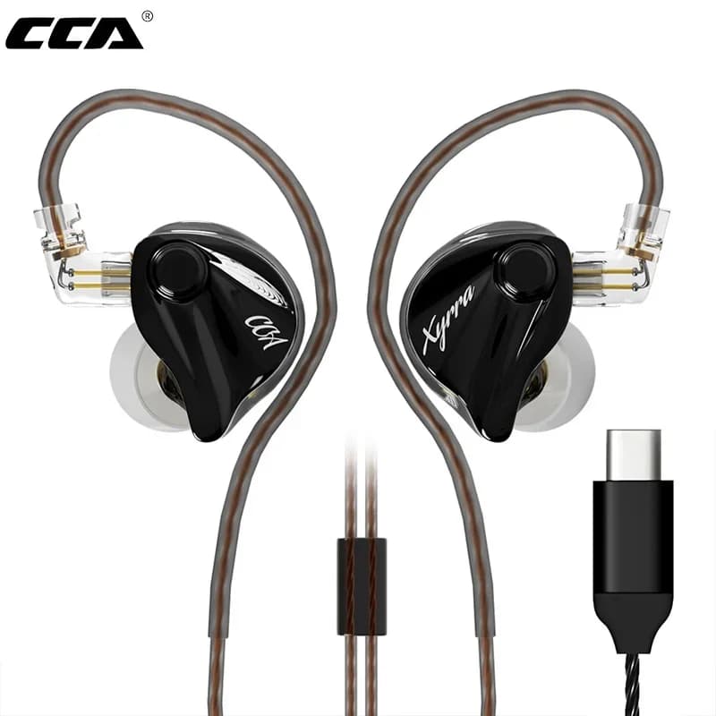 CCA Xyrra-Wired Earphones 1DD+1BA Hybrid Driver HiFi Stereo Bass Sound Gaming Headset 2Pin Detachable Cable In Ear Headphones