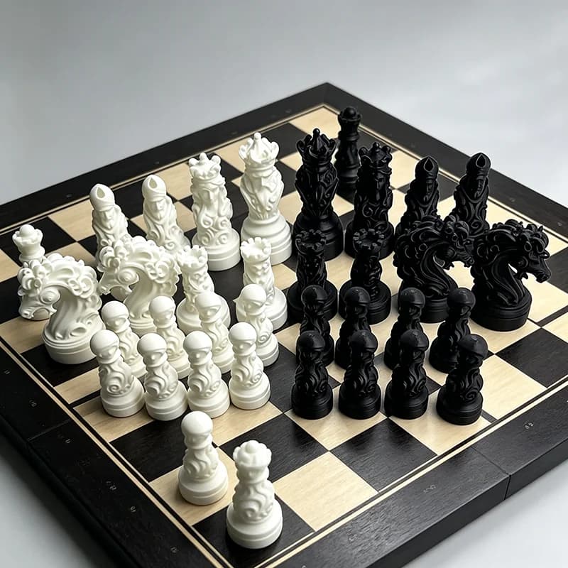 Baroque Skull Crown Chess Pieces Set 3D Printed International Chess Figurines Ornament Home Desk Decor Collectible Gift