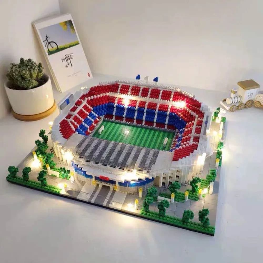 Barcelona Football Stadium Micro Blocks Mini Bricks Architecture Building Toys Adult Souvenir Gift Football Field Display Model
