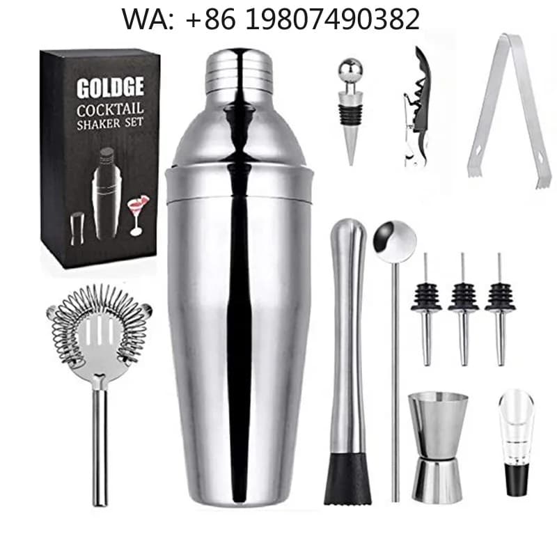 Wholesale Bar Mixing Supply Kit, 12Pcs Stainless Steel 750ml Boston Cocktail Shaker Complete DIY Bartender Accessories
