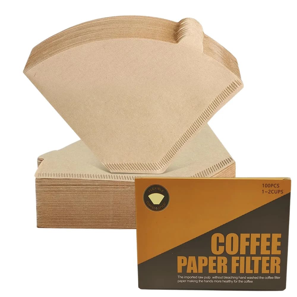 Cono 100 Pz Coffee Filters Size # 1 # 2 drips for disposable natural brown paper baskets not whitened for home, office