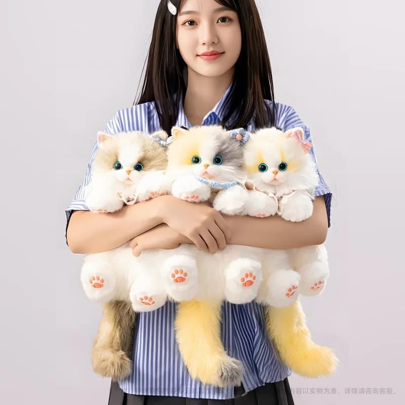 Cute Mini Realistic Ragdoll Cat Plush Backpack Stuffed Kitten Doll Soft Toy Knapsack Gift for Cat Lovers Daily Decor Accessories