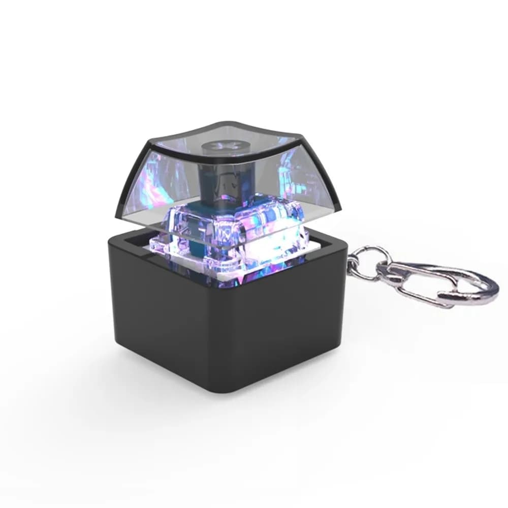 Luminous keychain with mechanical snap buttons, finger keyboard keys, DIY-to-te keys, keyring with button keys