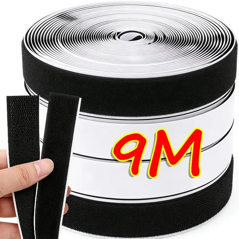 9M Adhesive Hook and Loop Tape Carpet Anti Slip Gripper Home Office Hook and Loop Strips Self-adhesive Fastener Accessories