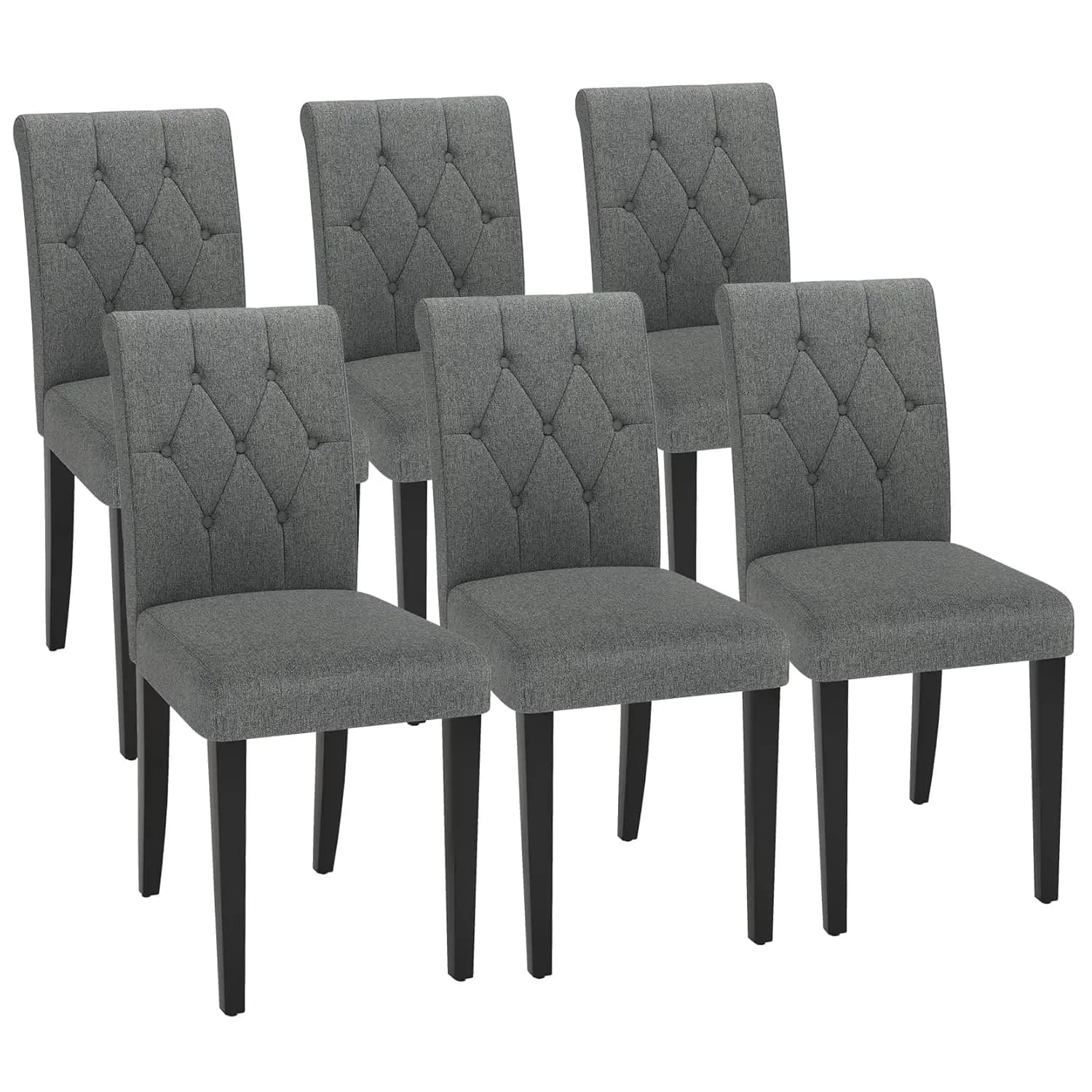 Upholstered Dining Chairs Set of 4, Button Tufted Dining Chair with Solid Wood Legs, Modern Fabric Side, Customized