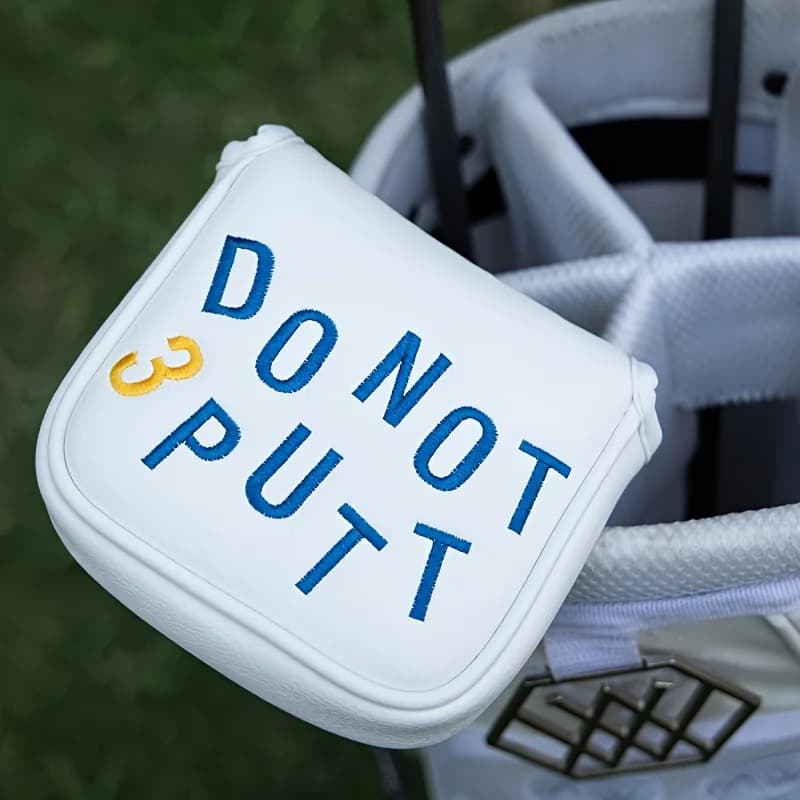 Copertura per putter da golf in PU sintetico ricamato premium: protezione durevole per mazze, regalo perfetto per golfisti uomini e donne | Bianco con la magia