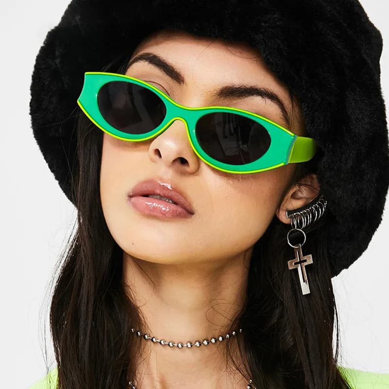 Fashion Modern Cat eye occhiali da sole con montatura piccola montatura concava bright bright occhiali da sole donna cross-border Instagram street phot