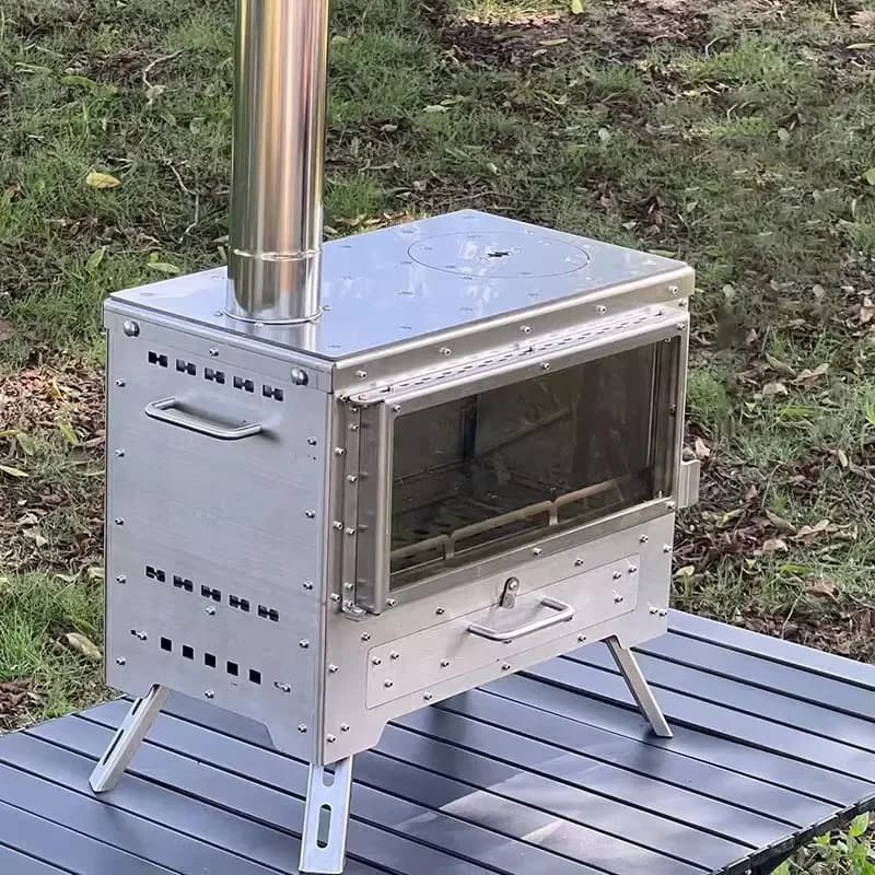 Fornello da Campeggio Portatile Multifunzione in Acciaio Inox 304 per Esterni 2026, Stufa a Legna per Picnic e Riscaldamento
