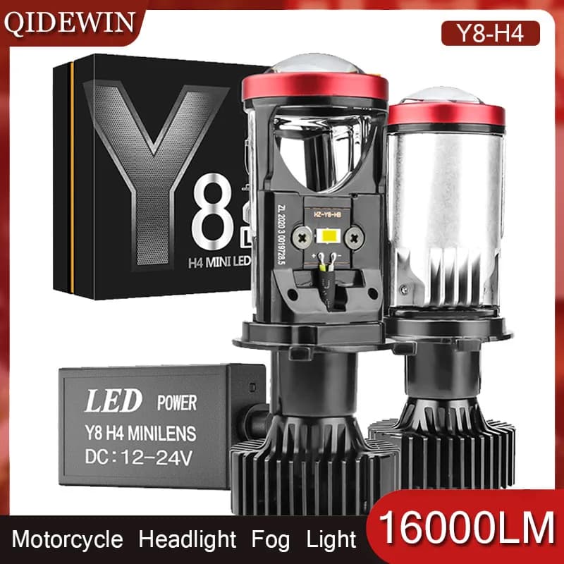 Turbo Fan Y8 H4 LED fari Car H4 Mini obiettivo del proiettore 6000K Super Bright 800W 560000LM High Low Beam Canbus Spotlight lampadine