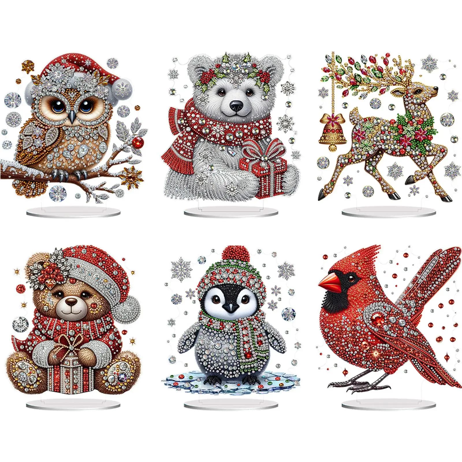 Decorazioni da Tavolo 2D con Animali, Kit Fai-da-Te 5D con Diamanti, Decorazioni per Scrivania con Pittura Diamantata per Adulti e Principianti