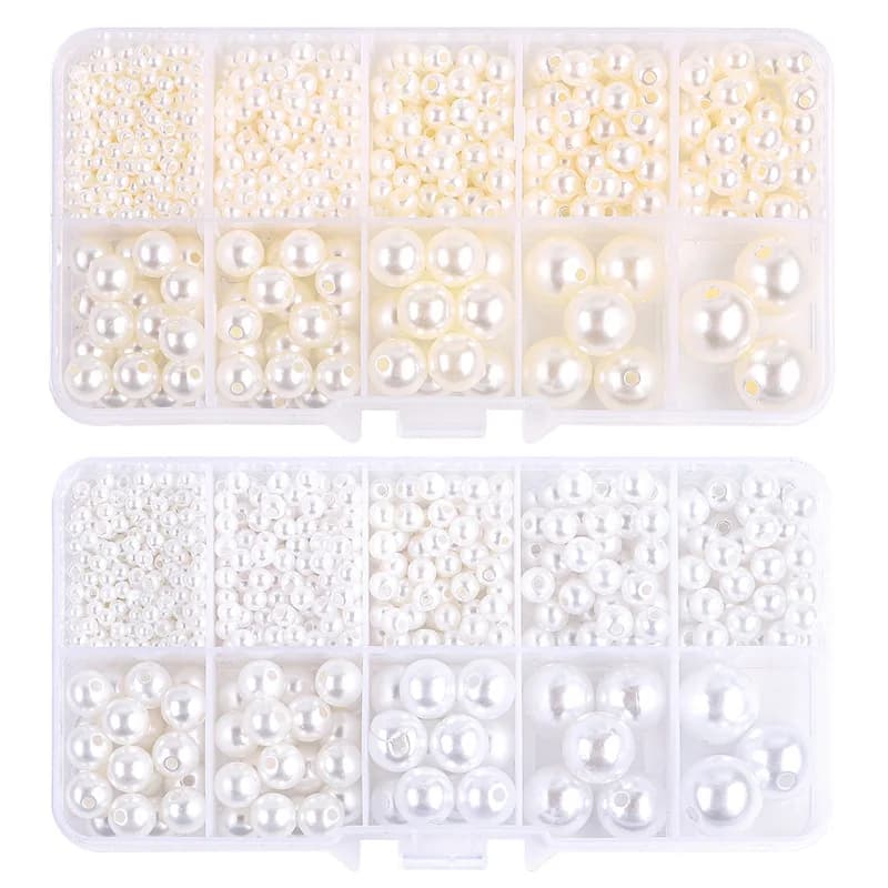 About 800pcs ABS Pearl Set Box Beads DIY Handmade Earrings, Bracelets, Necklaces, Mobile Phone Chains and Decorations
