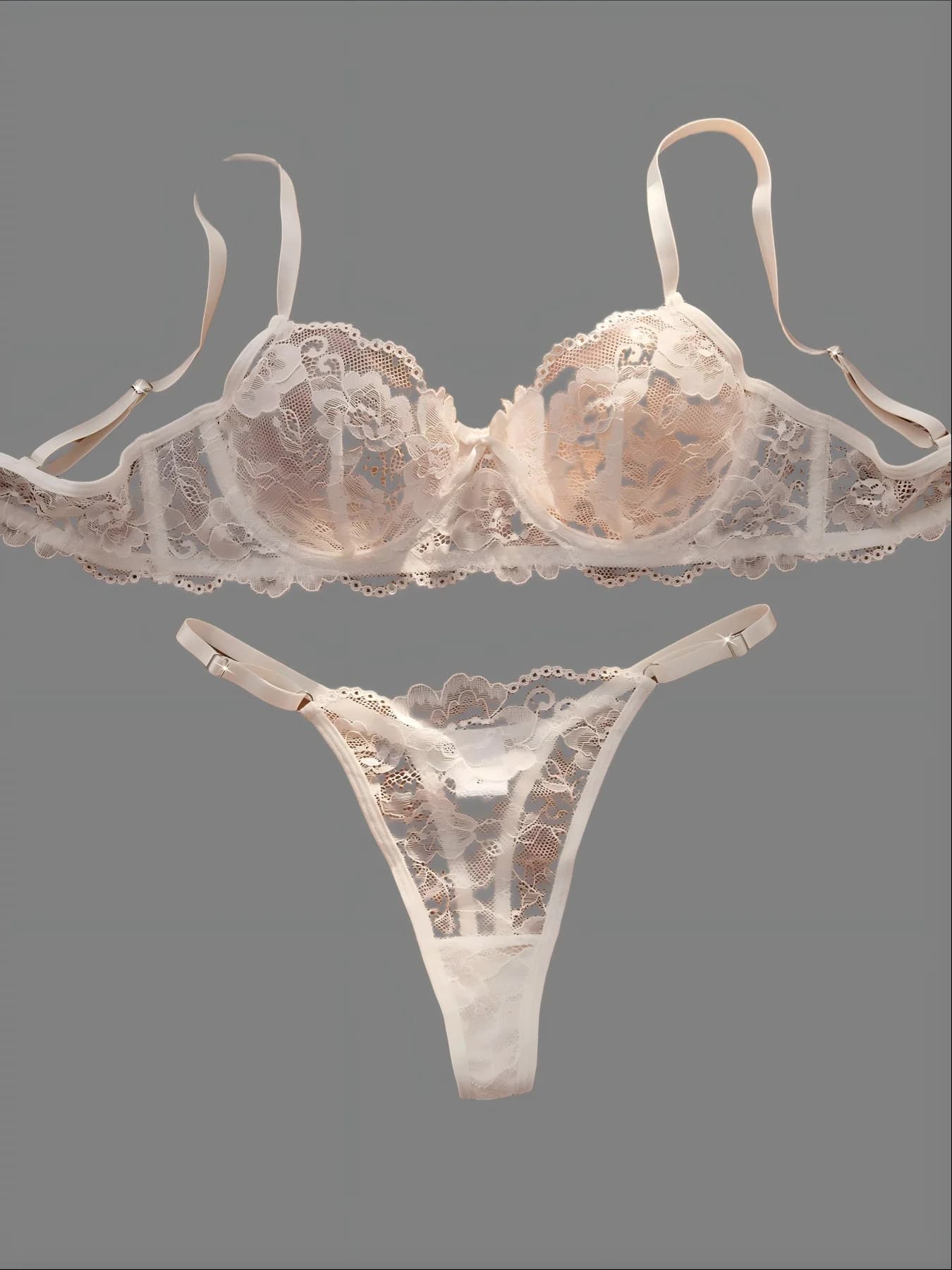 Sexy Lace Floral Underwear Set Women's Ultra-Thin Bra Set 2-Piece Bra And Panties Combo for Ladies