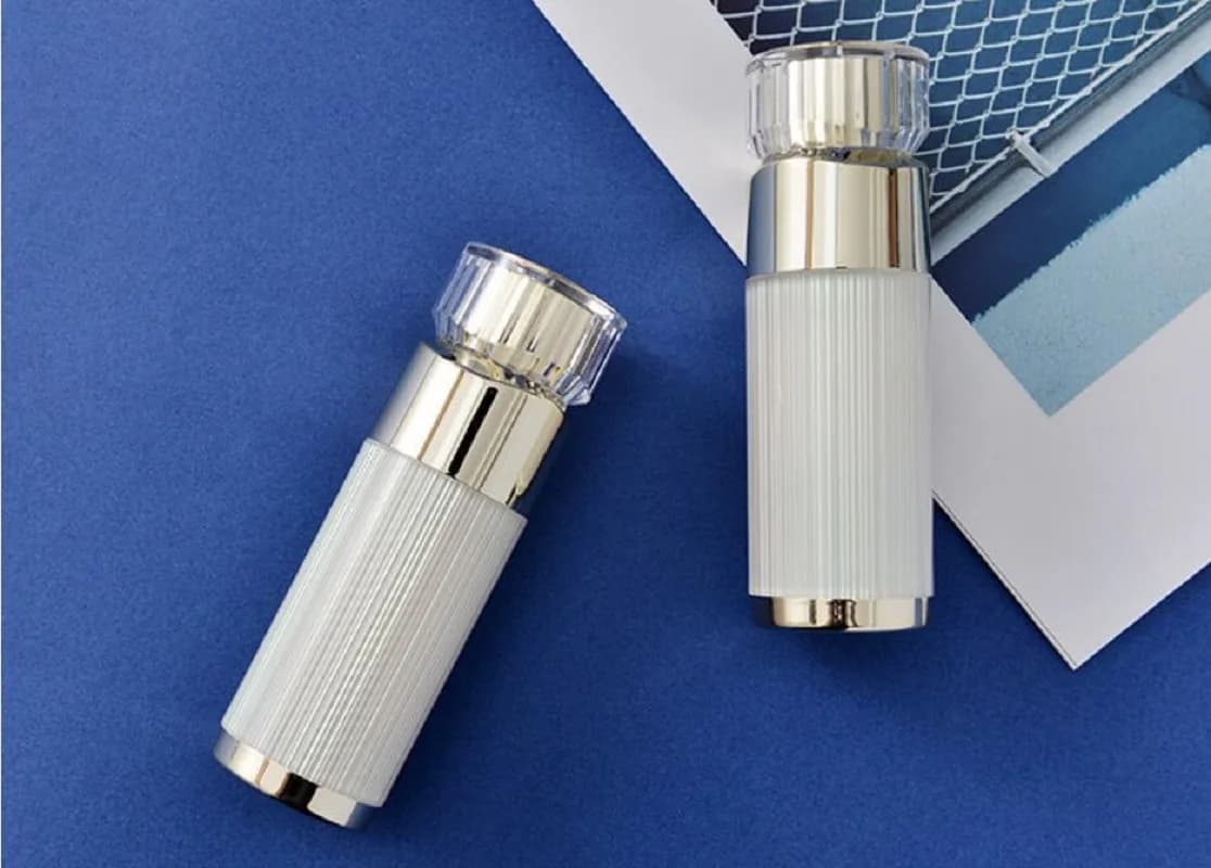 50MLdiamond shape gold airless acrylic bottle for serum/lotion/emulsion/foundation cosmetic packing plastic bottle