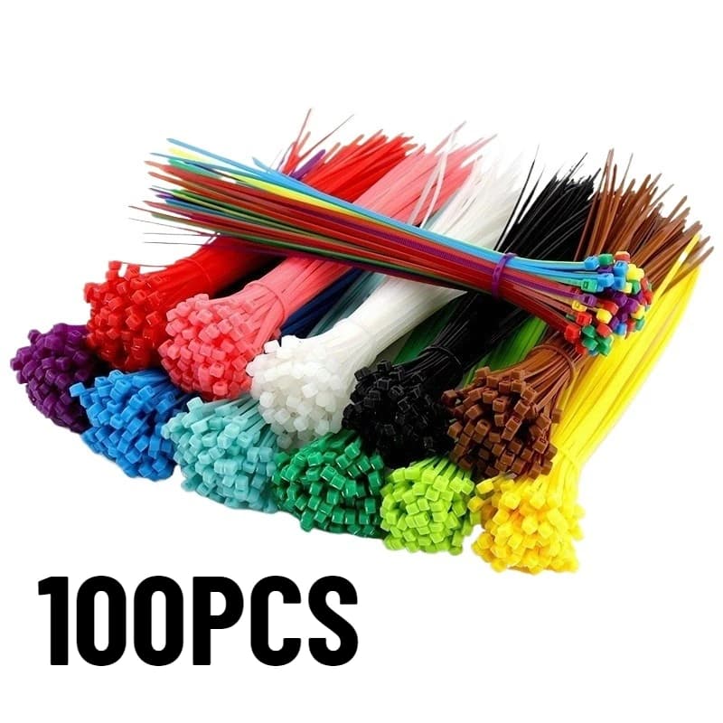 Fascette per cavi in plastica da 100 pezzi Fascette per cavi colorate regolabili Cavo fisso per casa e ufficio Cavo dati per cuffie Fissatori autobloccanti