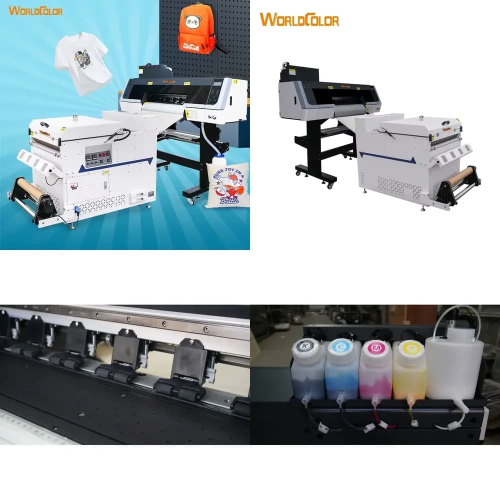 Nuovo Modello Aggiornato Stampante DTF da 60cm con 2 Testine di Stampa I3200, Stampante DTF per Film PET per Magliette, Forno Essiccatore a Nastro
