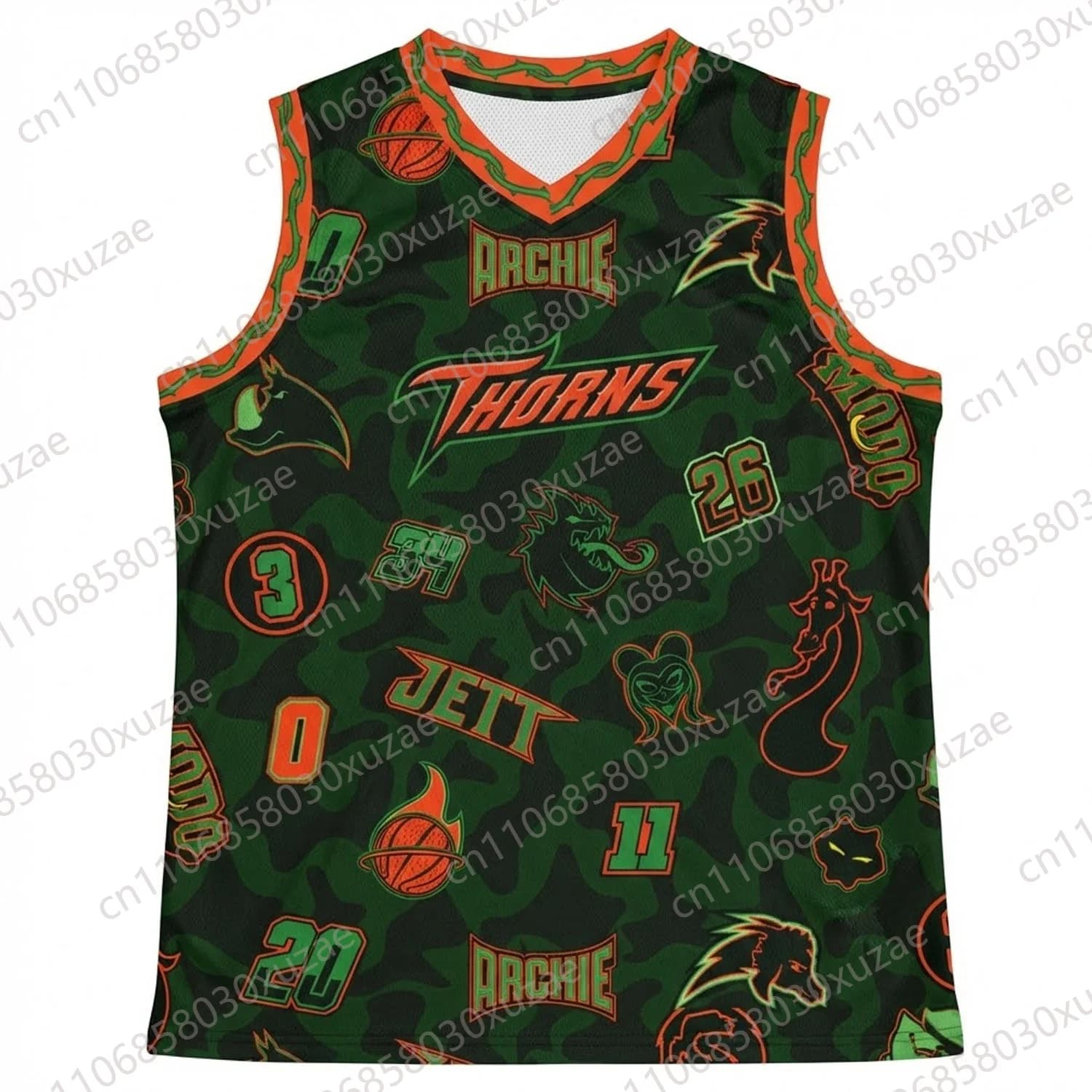 New Jersey 2026 Vineland Thorns Team GOAT Movie Will # Green Basketball Tank for Men, Sportwear, Uniforms