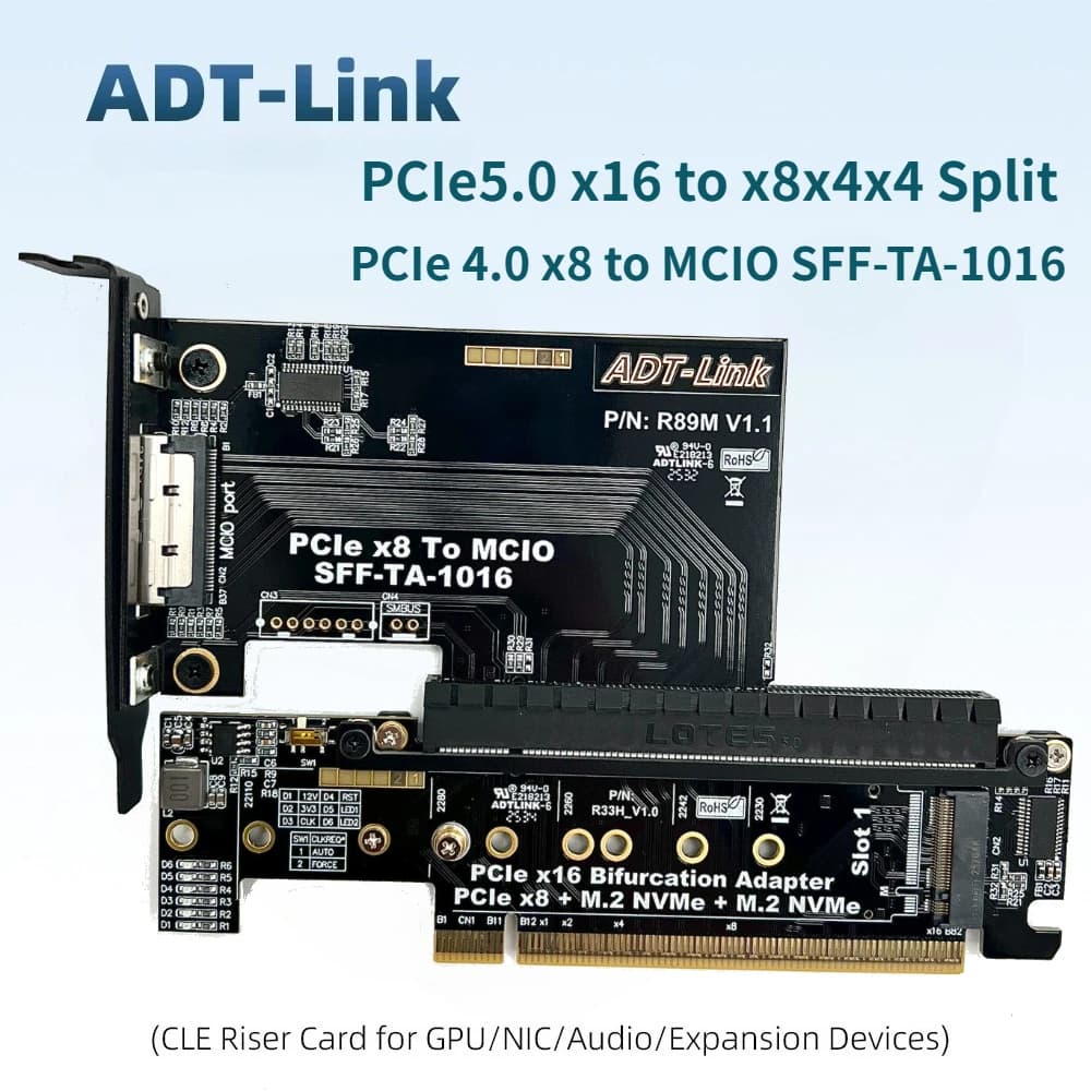 Scheda di Bifurcazione PCIe x16 a PCI-E 4.0 x8 e PCI-E 5.0 x16 a x8/x4/x4, Scheda Splitter PCIe x16 per Grafica Esterna e SSD M.2 NVMe