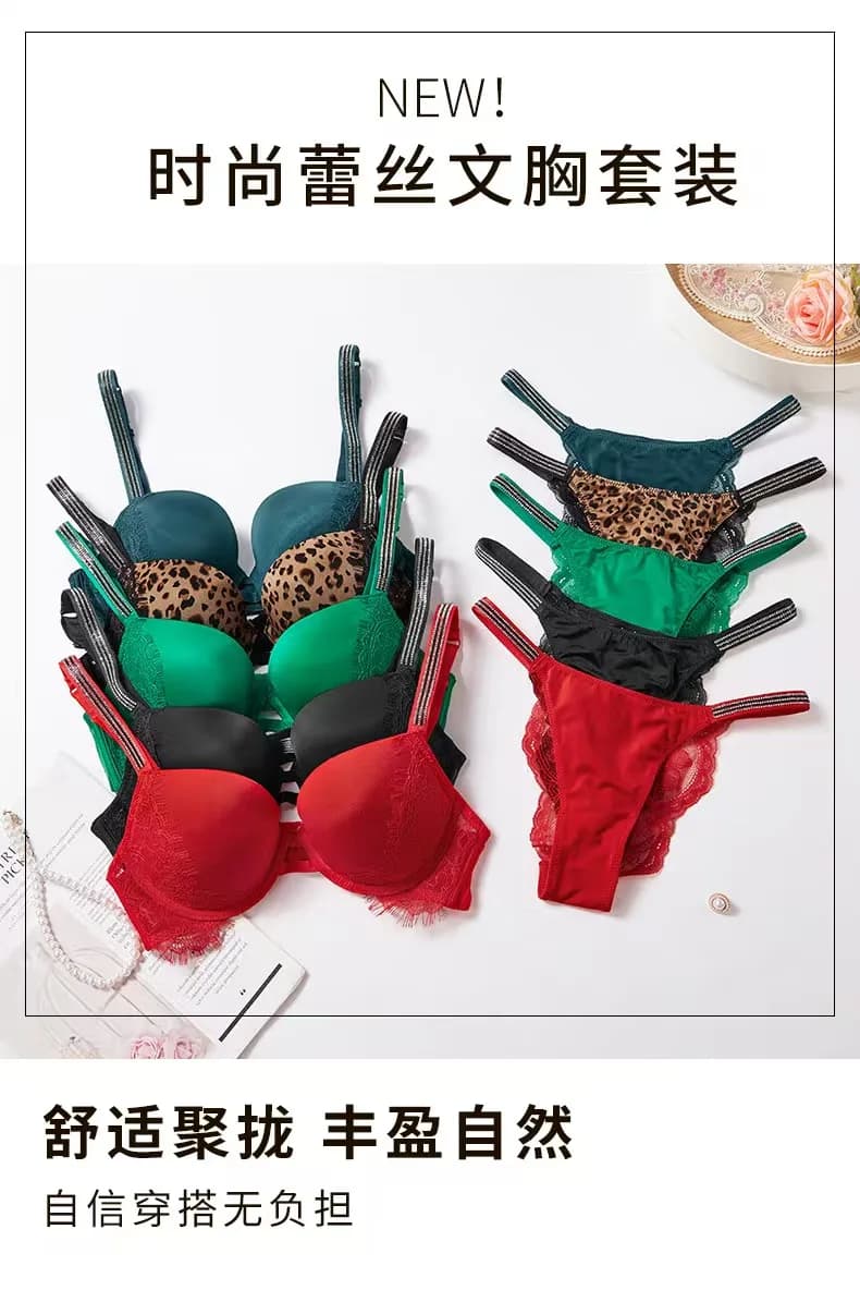 Set Reggiseno Sexy con Strass, Bralette da Donna, Intimo Femminile, Reggiseno alla Moda in Pizzo con Perizoma, Set Lingerie con Reggiseno Push-up