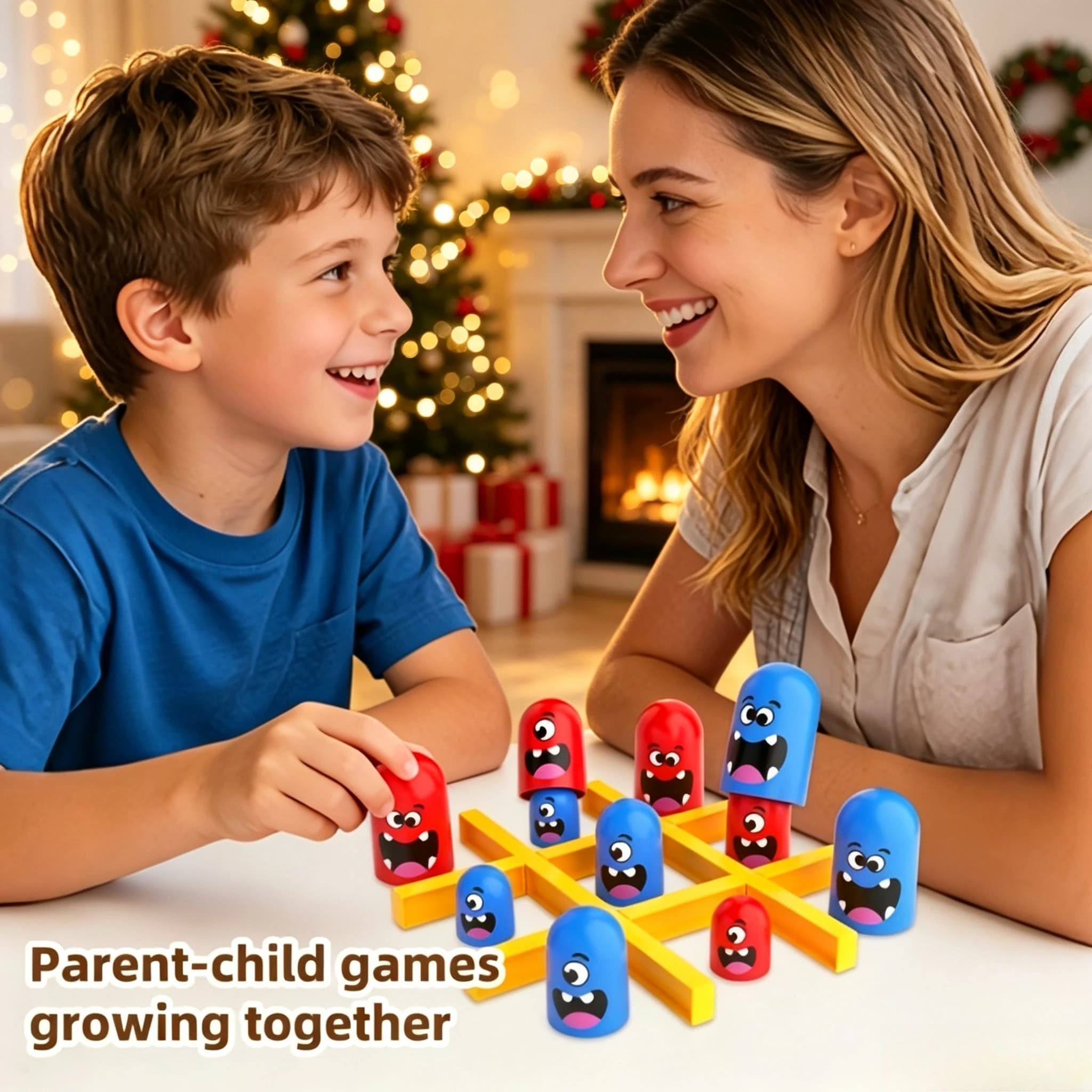 1 Set Tic Tac Toe Board Game 1Pc, Portable Travel Matching Chess Toy,Color Recognition Reaction Training,Christmas Gift for Kids