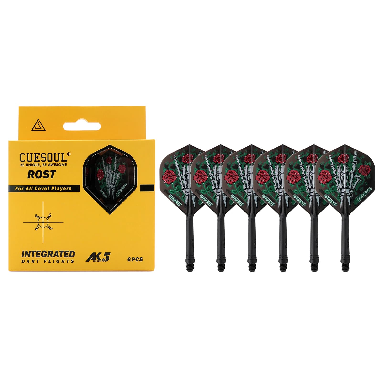 CUESOUL albero per freccette integrato e voli 6 pezzi forma Standard-teschio rosa 28mm
