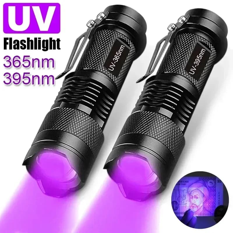 Torcia UV LED Torcia ultravioletta Zoomabile Mini luci ultraviolette 395/365nm Lampada di ispezione Strumenti rilevatore di macchie di urina per animali domestici