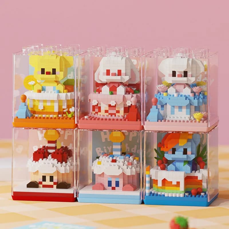 Funny cake small particles assembled building blocks toys cute strawberry cake small ornaments birthday surprise gift