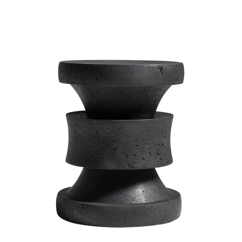 xx-KUMUSI FURNITURE Modern Black Limestone Bedside Sofa Side Center Round custom dumbbells marble coffee table